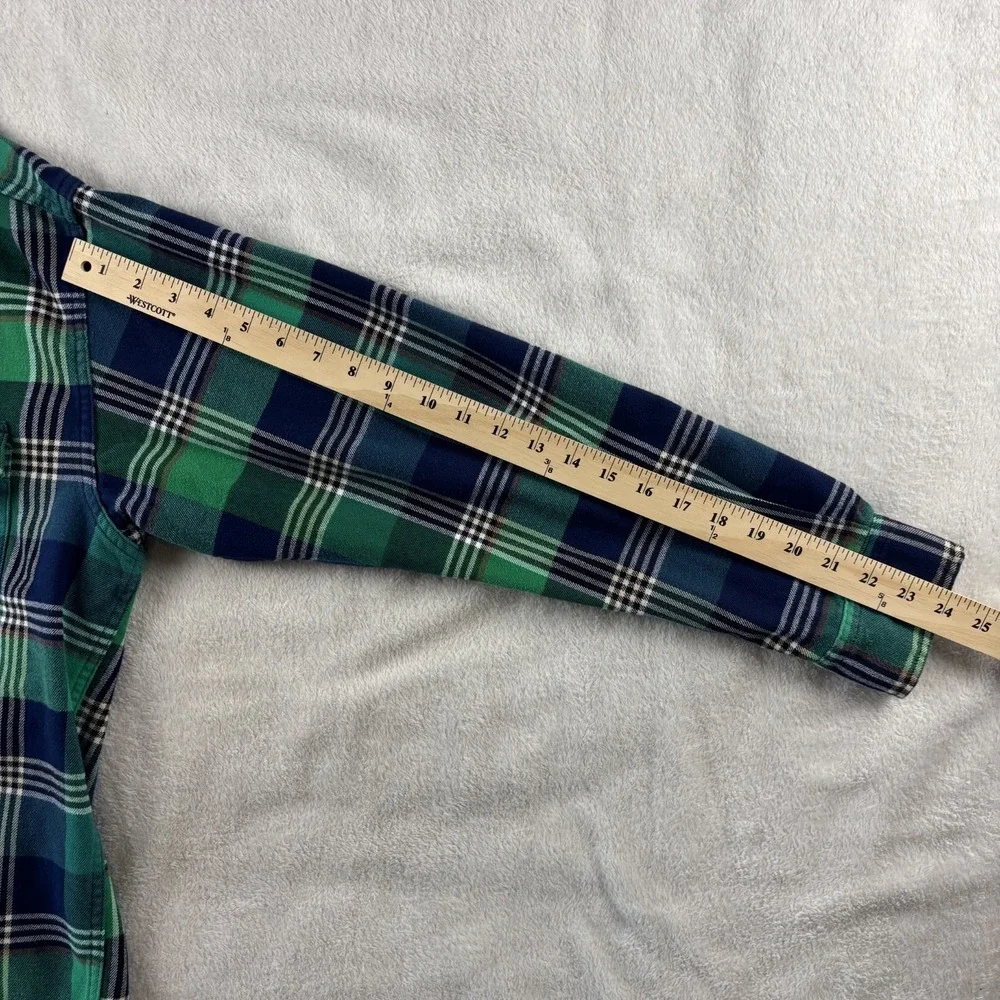 Bills‎ Khakis Flannel Shirt Mens Large Green Plaid Cotton Button Up Classic Fit